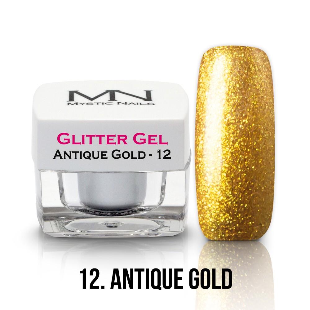 Glitter gél - No.12 - Antique Gold - Antické Zlato