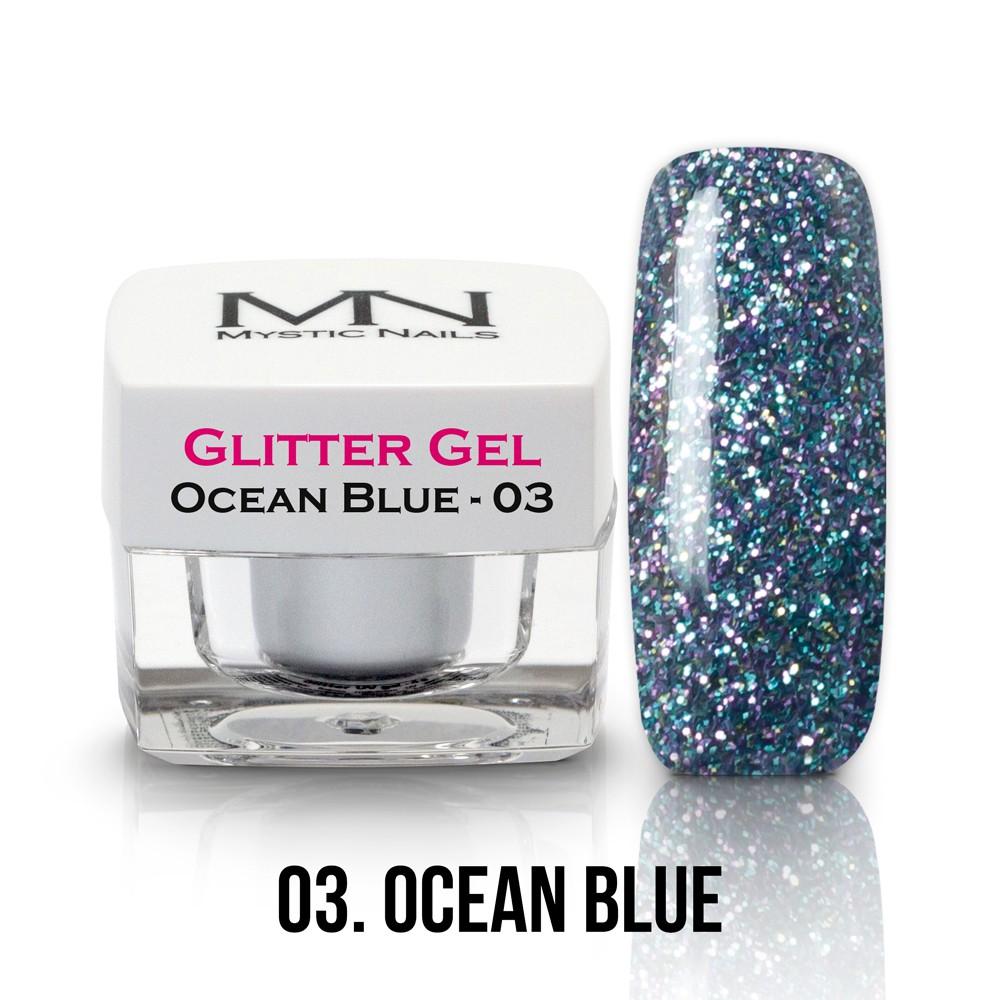 Glitter gél - No. 3 Ocean Blue- Modrý Oceán