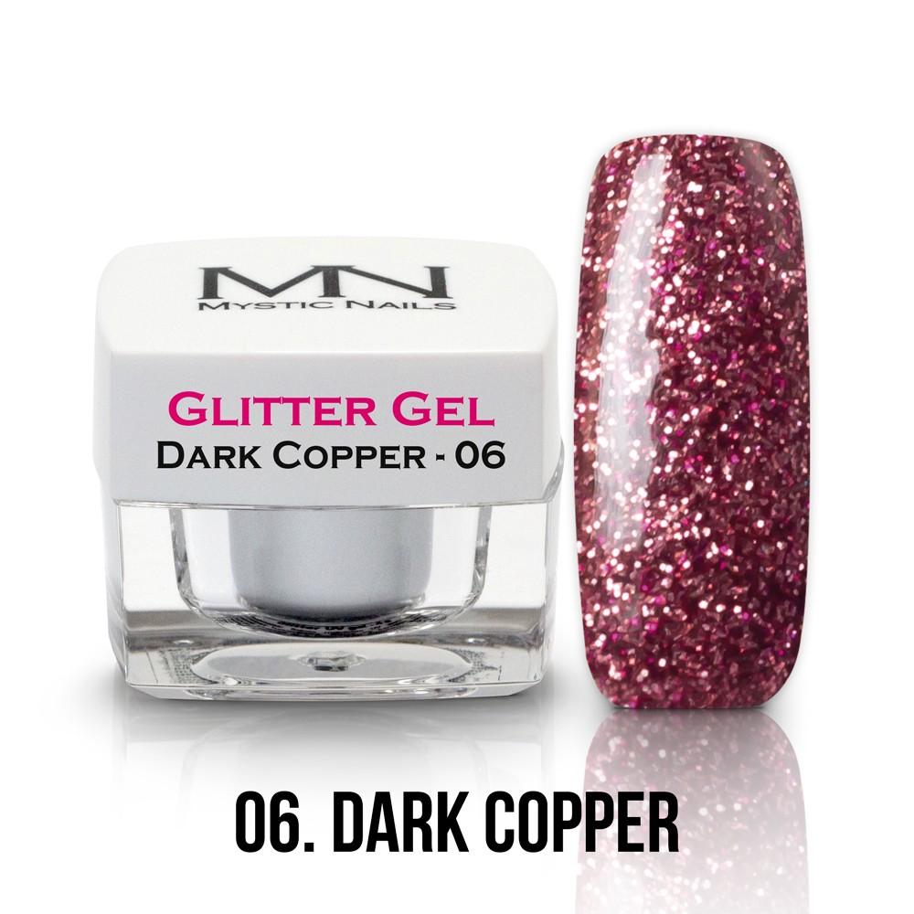 Glitter gél - No. 6 Dark Copper- Tmavá Meď