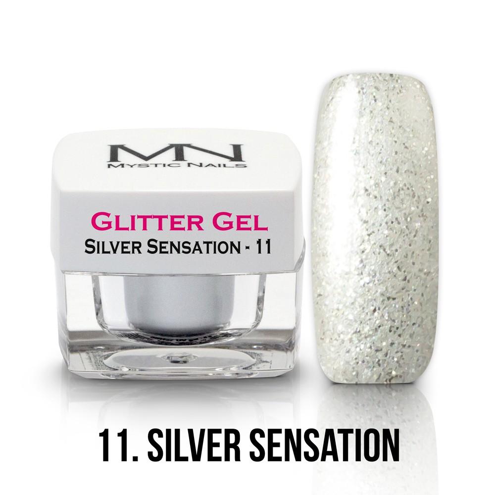 Glitter gél - No.11 - Silver Sensation - Strieborná Senzácia