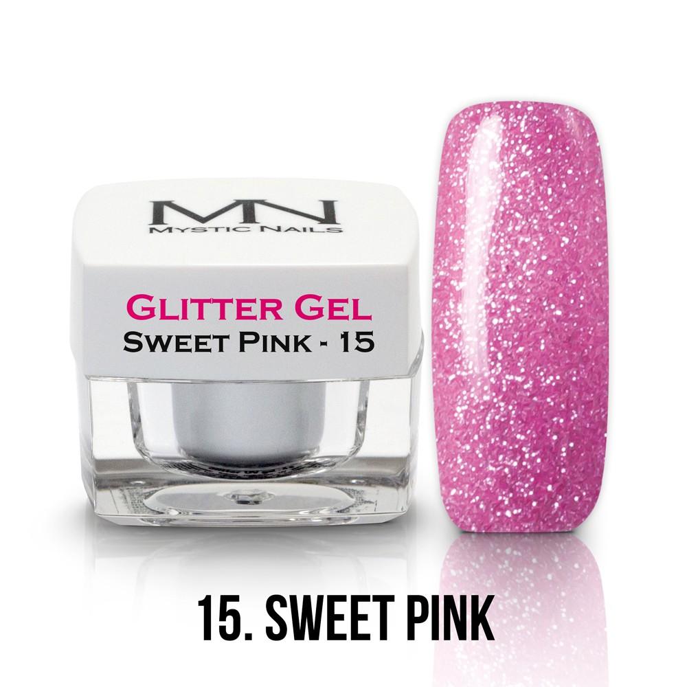 Glitter gél - No.15 - Sweet Pink - Sladká Ružová